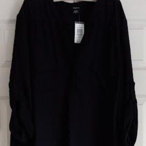 NWT Torrid Harper Georgette Pullover Blouse - Black - 5X